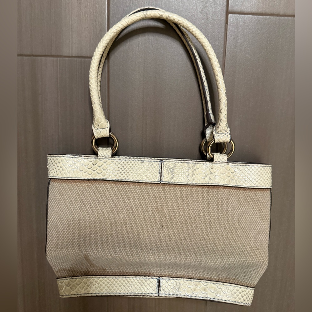 Guess Beige and Blue Monogram Tote Bag - Picture 3 of 3